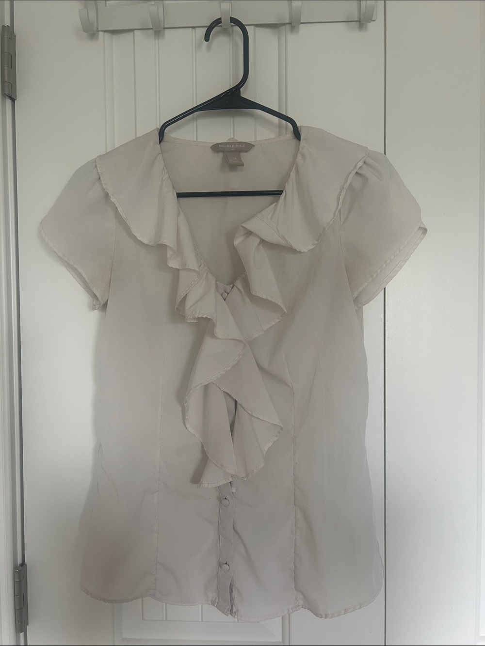 Banana Republic Ivory Ruffle Front Blouse